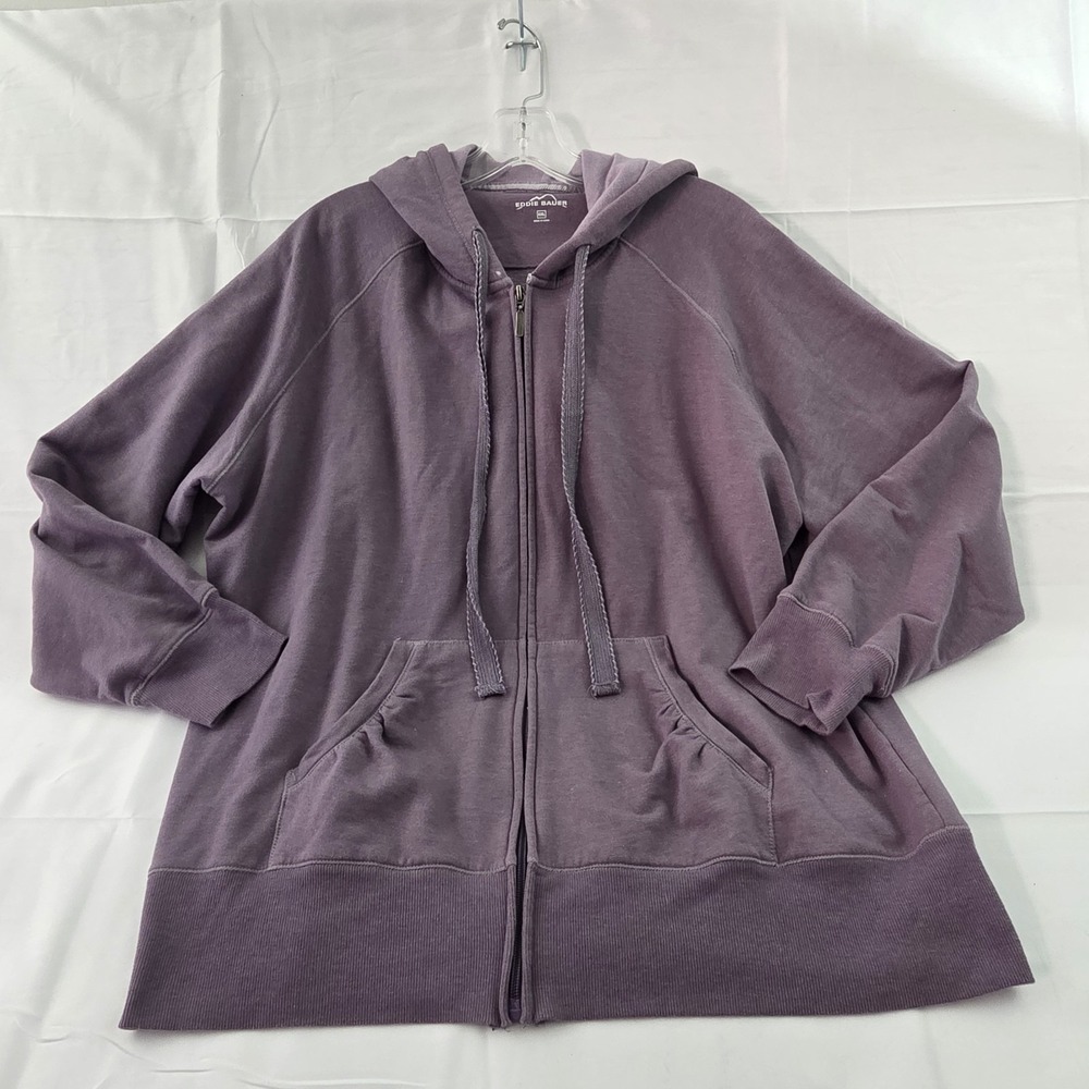 Eddie Bauer Hoodie Womens XXL Purple Full Zip Jacket Cozycore Weekend Casual